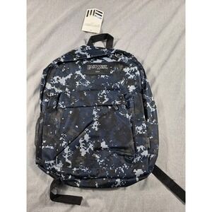 NWT East West Digital Blue Camo Print‎ Backpack Mesh Side Pocket 15x12x4